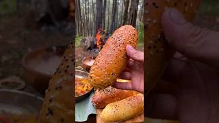 Resep roti hotdog 🌭🏕️🪵🔥 #campingfood #hotdog #roti #asmr