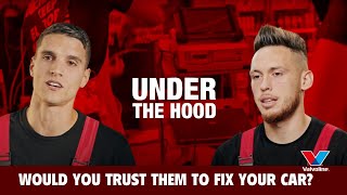 FC SEVILLA players Ocampos & Lamela CHALLENGE 1: POWER CHECK  | UNDER THE HOOD 1