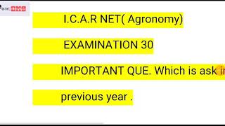 #AGRONOMY #NET AGRICULTURE Important pre. Year question