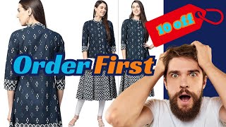 Yash Gallery Women's Indian Cotton Ikat Print A-line kurta for Women || best Indian clothes