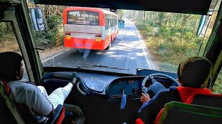 Volvo Multi axle bus chasing KSRTC Sarige and OverTakes