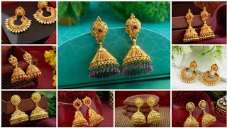 Antique Gold Jumkha earrings within 10 grams|| New Earrings lightweight|| Varamahalakshmi collection