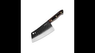 Lifespace 7 Inch Full Tang Hammered Chef Cleaver Knife with Hole