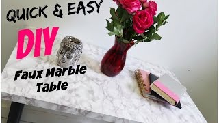 DIY Faux Marble Table with dollar store items