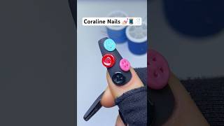 CORALINE NAILS 💅🏻🧵🪡🕷️ #nails #nägel #naildesign #halloween #coraline