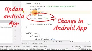 how to change Version Name and Version Code for App in android studio, update app in android studio