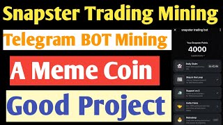 SnapSter Mining | New Mining Project 2024 | Meme Coin Mining | Best Mining App | Top Earning App