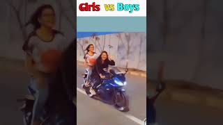 Girls vs boys funny Bike riding stunts 😳😂😂 #automobile #biker #automobile #funny #bikeriding