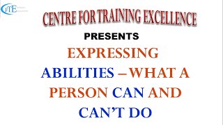 EXPRESSING ABILITIES  : TALKING ABOUT WHAT A PERSON CAN AND CANNOT DO MP3