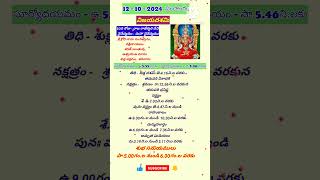 Today Panchangam 12.10.2024/rajarajeswari devi #shorts#vijayadashami #viral #ytshorts2024#dasara2024