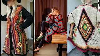 Amazing New top demanding designs of crochet Cardigans / sweaters / winter coat / long coat/ UK _ US