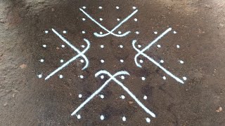 Daily new sikku kolam designs | 8 x 4 dots easy sikku kolam|  kambi kolam | SathyaSelva Arts