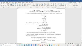 Actuarial SOA Exam FM Prep Lesson 63: SOA Sample Question 90 Solution