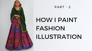 Part-2 How I paint Fashion Illustration | Braided art by Mousumi