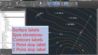 Surface labels in civil 3D contour labels slope labels spot elevation spot elevation on grid