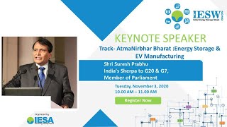 #LiveNow Speaking at IESW 2020 on AtmaNirbhar Bharat: Energy Storage organised by IESA.