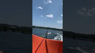 Jaxon doing 360’s kneeboarding at Lake Mahopac