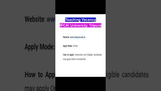 Assistant Professor/Associate Professor/Professor Vacancy 2024# teachingjobs#apply