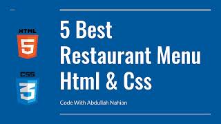 5 Awesome Restaurant Menu using Pure  HTML CSS with Responsive