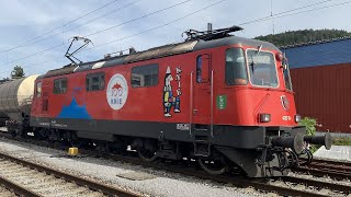 Re 420 294-6 "Zirkus Knie" rangiert in Laufenburg.22.09.2021