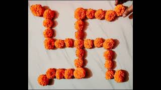 6 Flower rangoli designs/Festival rangoli designs/Diwali flower rangoli/Marigold flower rangoli