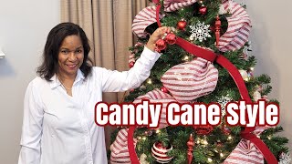 Decorate Your Christmas Tree using Deco Mesh | Candy Cane Christmas Tree