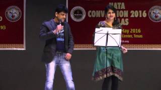 Chakrapani, Veena sing Srimanthudu at NATA fund raising dinner on 10/09/2015 in Dallas