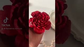 Червона  заколка брошка півонія з полімерної глини #handmade #прикраси #брошка