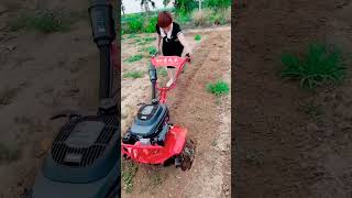 This is Multifunctional small gasoline micro tiller weeding machine trencher ☘️☘️