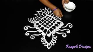 lotus rangoli for friday || how to draw creative thamarai kolam || lotus muggulu