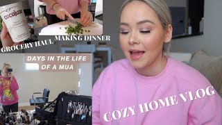 Home vlog | grocery shopping, making dinner 🤍 Makeup Artist during off season☕️