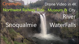 Drone Photography | Snoqualmie | City | Train Ride | Falls | Northwest Railway Museum | River