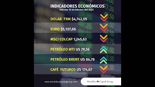 Indicadores económicos para el día viernes 10 de febrero de 2023, en Colombia.