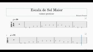 Escala de Sol Maior - Digitação com Tablatura