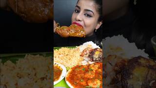 ASMR eating spicy paneer lababdar vegetable pulao, butter laccha paratha, palak paneer