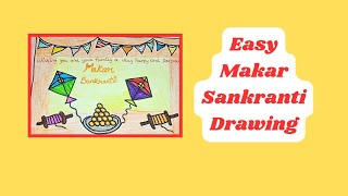 How to draw Makar sankranti poster/how to draw kite/kite festival India