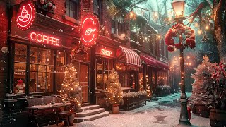 Snowy Winter Day with Jazz in a Cozy Christmas Street Ambience - Relax, Sleep or Study