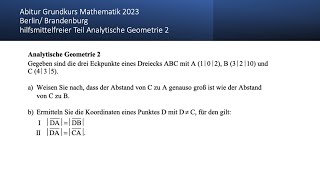 Abitur Mathematik Grundkurs 2023 Berlin/Brandenburg Analytische Geometrie 2