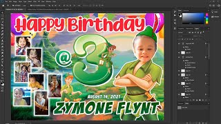 How to Layout Peter Pan Birthday Tarpaulin Design Theme | MiingTv