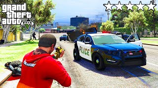 GTA 5 CRAZY FIVE STAR POLICE RAMPAGE ESCAPE LOS SANTOS!