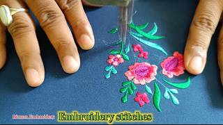 Embroidery designs for beginners | How to with zigzag | Silk thread work | rizwan embroidery