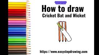 How to draw Cricket Bat Wicket Step by Step | #cricket #wicket #batball #easystepdrawing