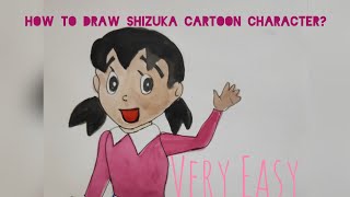 How to draw shizuka cartoon character?easy drawing with watercolor//step by step