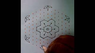 easy flower 13*7 middle dot🌼🌸🌿🌺pulli kolam# mug gulu# chuk kala#free hand rangoli # simple sangrathi