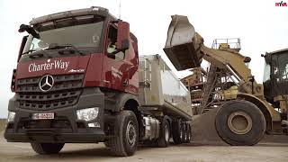 Mercedes Arocs with SCHMITZ tipper semi-trailer equipped in HYVA ALPHA hydraulic