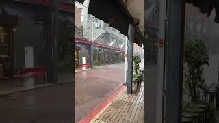 Caught in a typhoon on the streets of Tokyo.