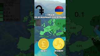 1 dram in European countries #shorts #armenia #europe #map #money