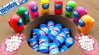 Satisfying Videos Mentos Coca-Cola Underground Bubble Ice CreamSoda water in different colors