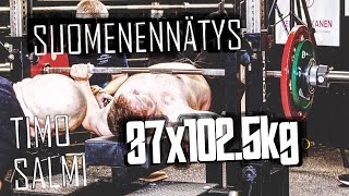 37 toistoa 102.5kg Toistovoimapunnerrus | suomenennätys Timo Salmi