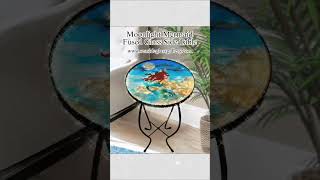 Magnificent Moonlight Mermaid Glass Side Table – 12″ Diameter Top